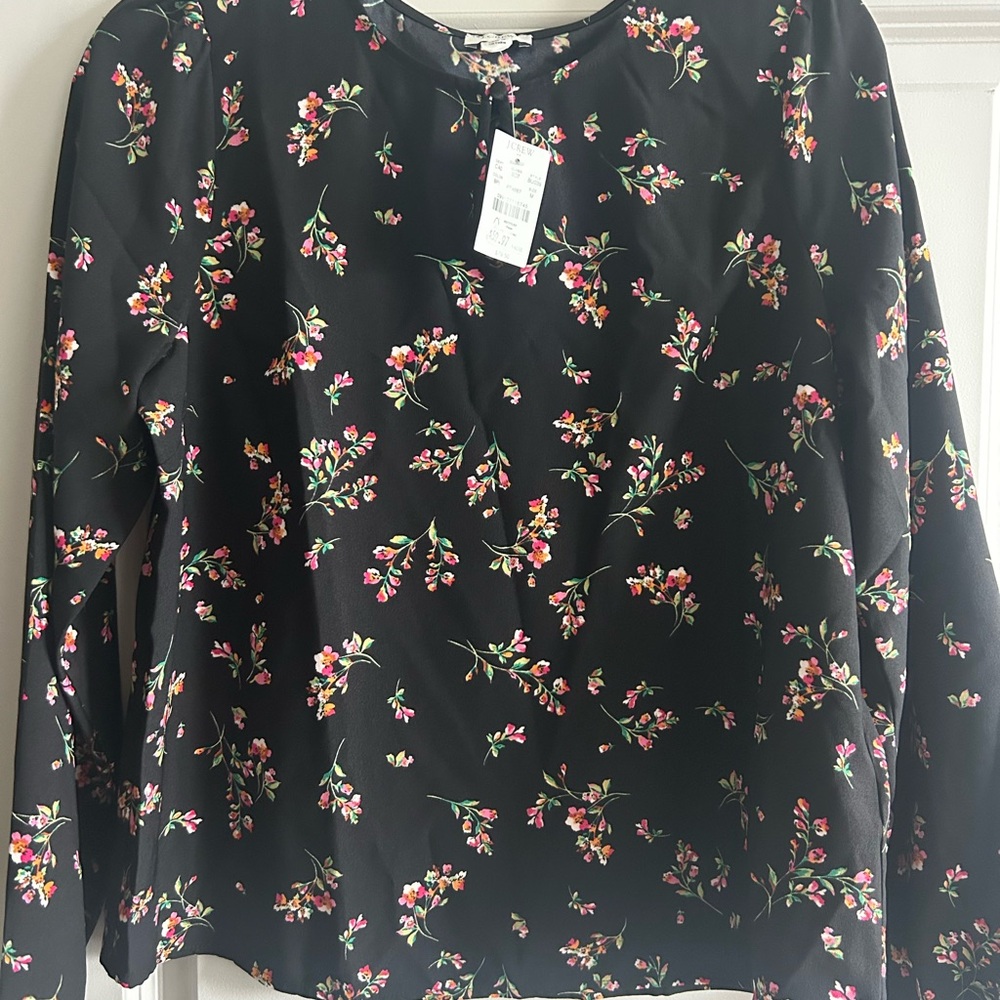 J. Crew Black Boxy Long Sleeve Blouse
